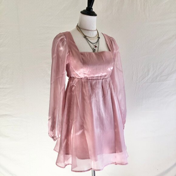 Pink Organza Mini Party Dress - Picture 9 of 13